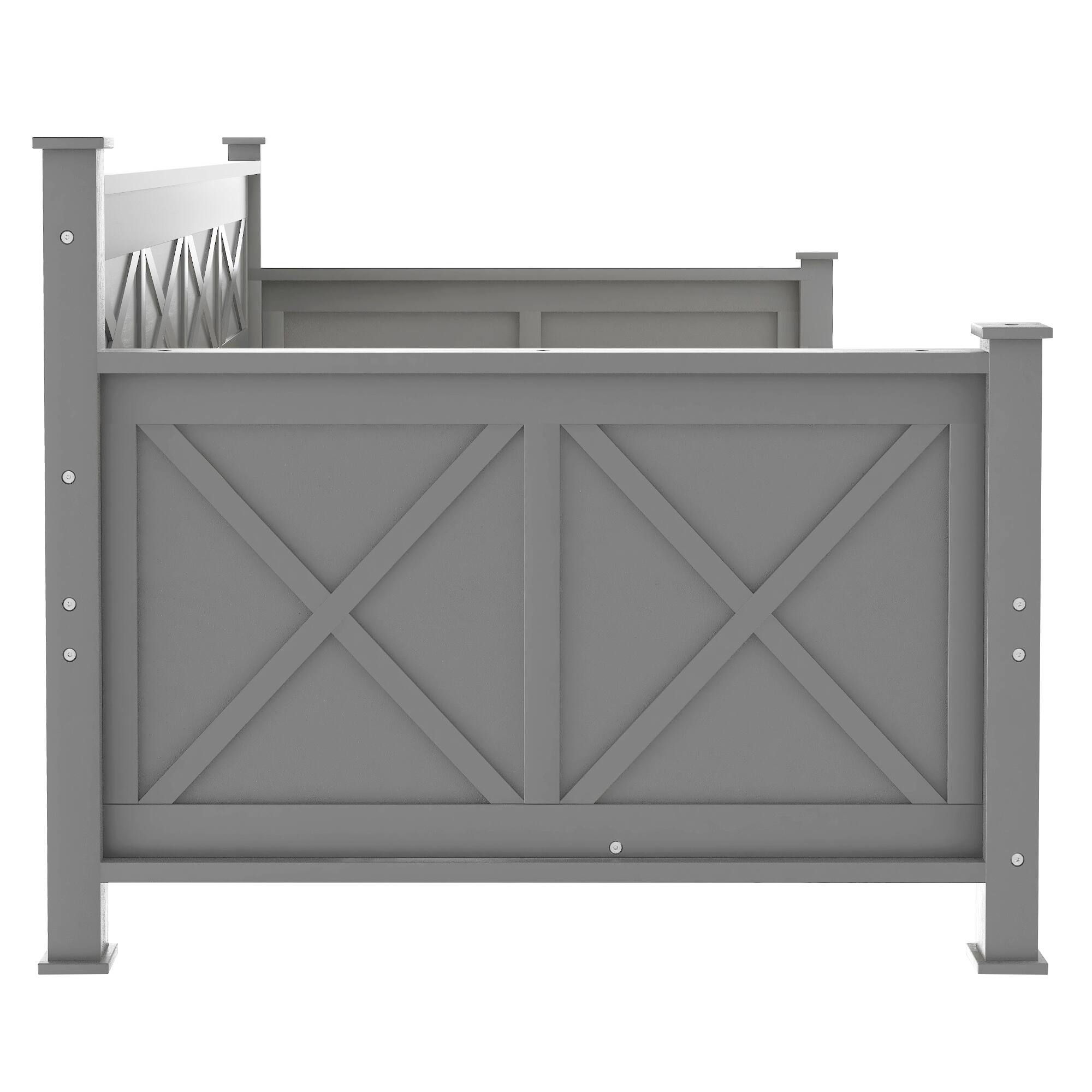 Alt View 8. Tiramisubest - Twin Size Daybed with 2 Large Drawers, X-shaped Frame, Modern and Rustic Casual Style Daybed, Gray - Gray.