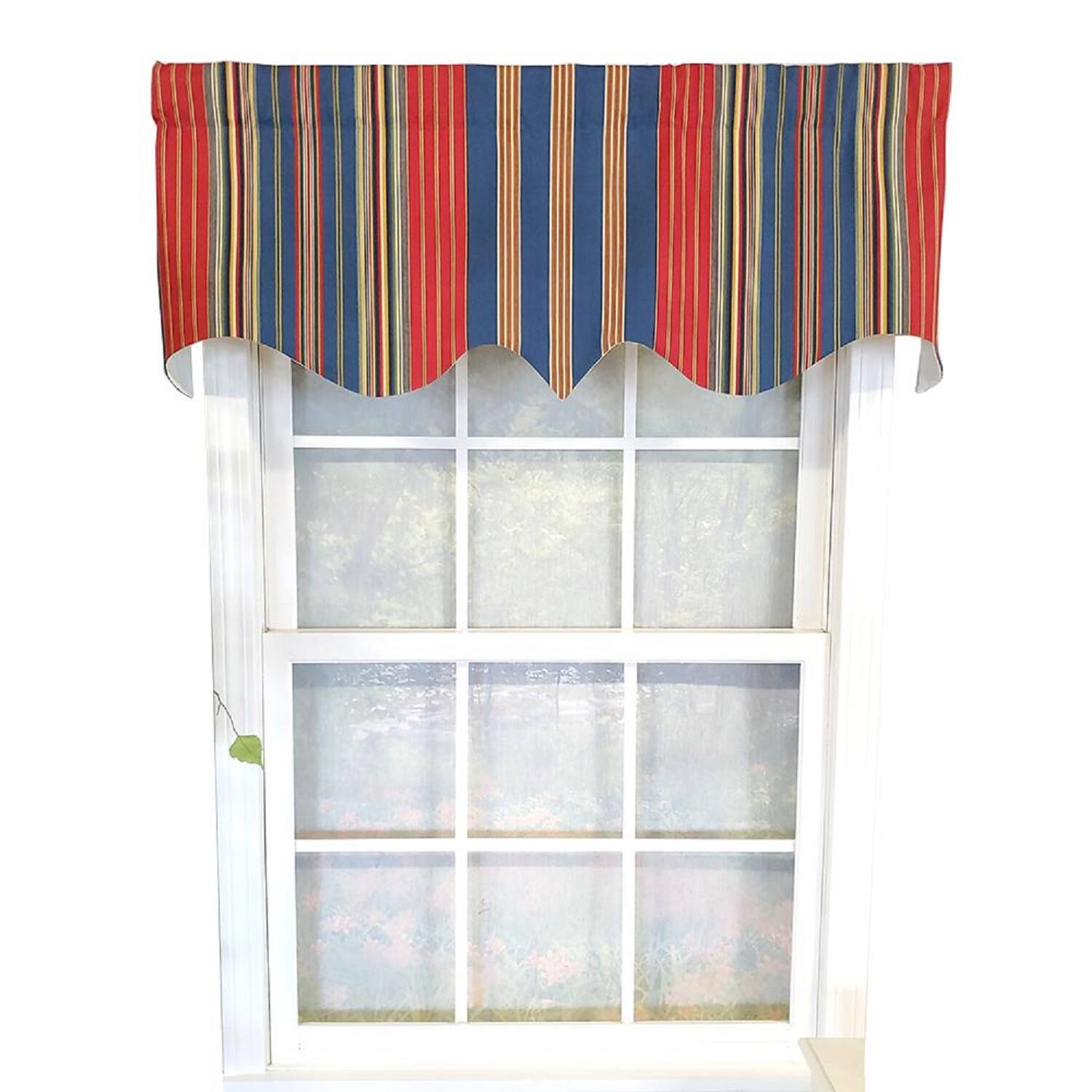 RLF Home - Sailor Stripe Regal 3" Rod Pocket Lining Luxurious and Elegant Window Treatment Valance 50" x 17" - Nautical