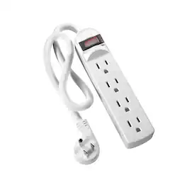 ProMounts - One Power PS401 Compact 4-Outlet Power Strip with 2-ft Cord & LED Switch - White