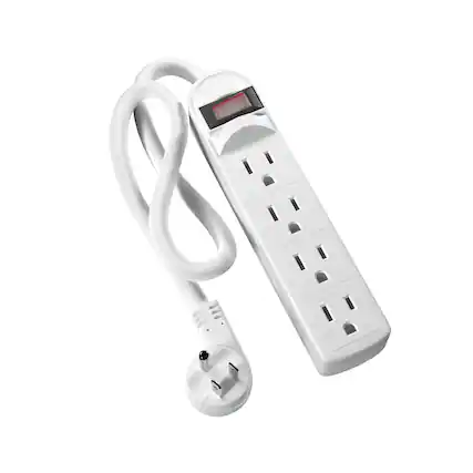 Front. ProMounts - One Power PS401 Compact 4-Outlet Power Strip with 2-ft Cord & LED Switch - White.