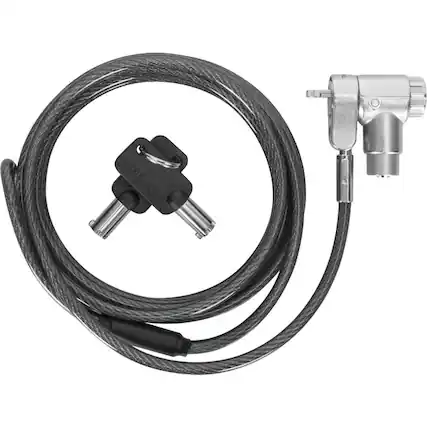 Front. Targus - Targus DEFCON Ultimate Universal Keyed Single Head Lock, Retail - 6.50 ft Cable - Patented T-bar/Key Lock - Silver.
