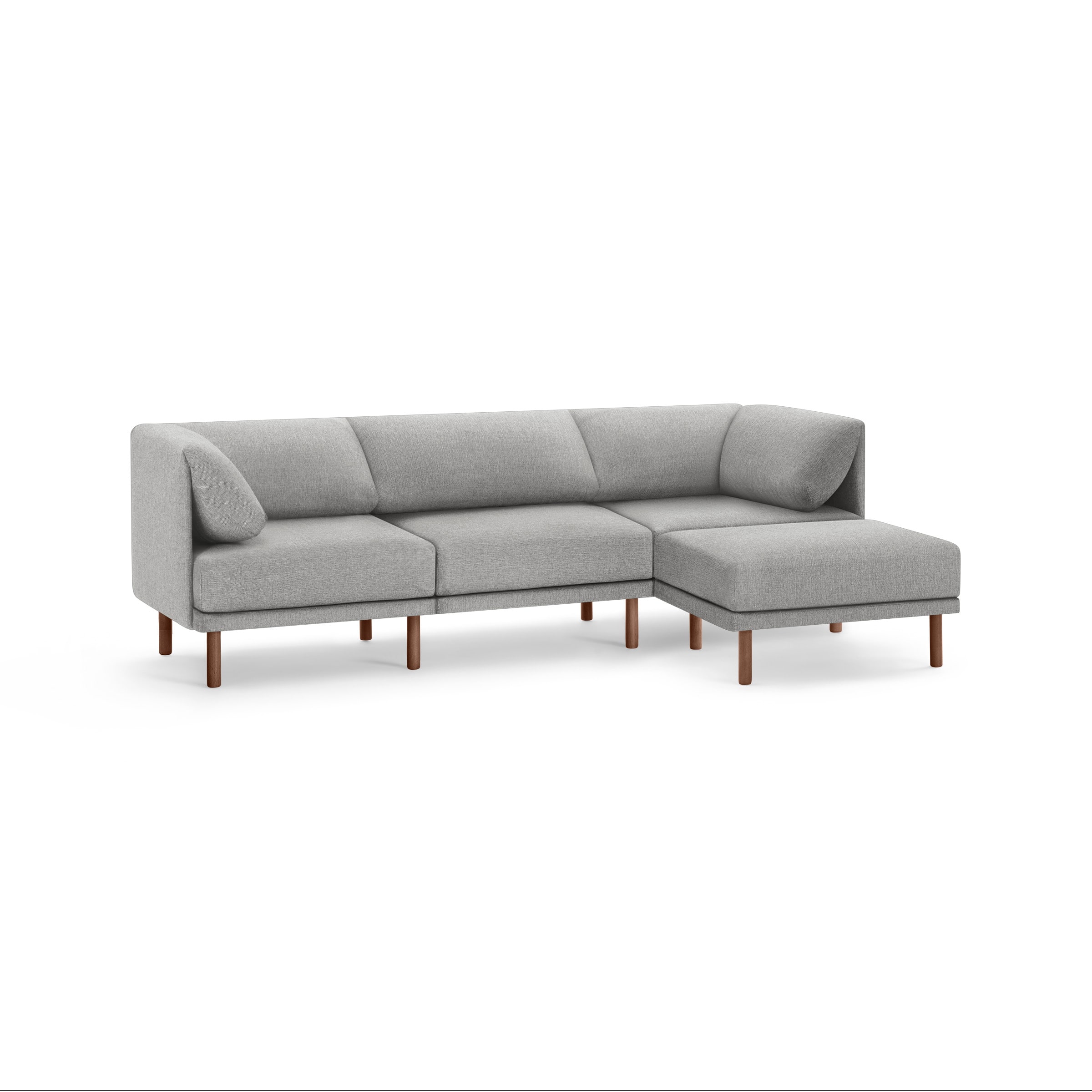 Burrow - Contemporary Range 3-Seat Sofa with Attachable Ottoman - Stone Gray - Front_Zoom