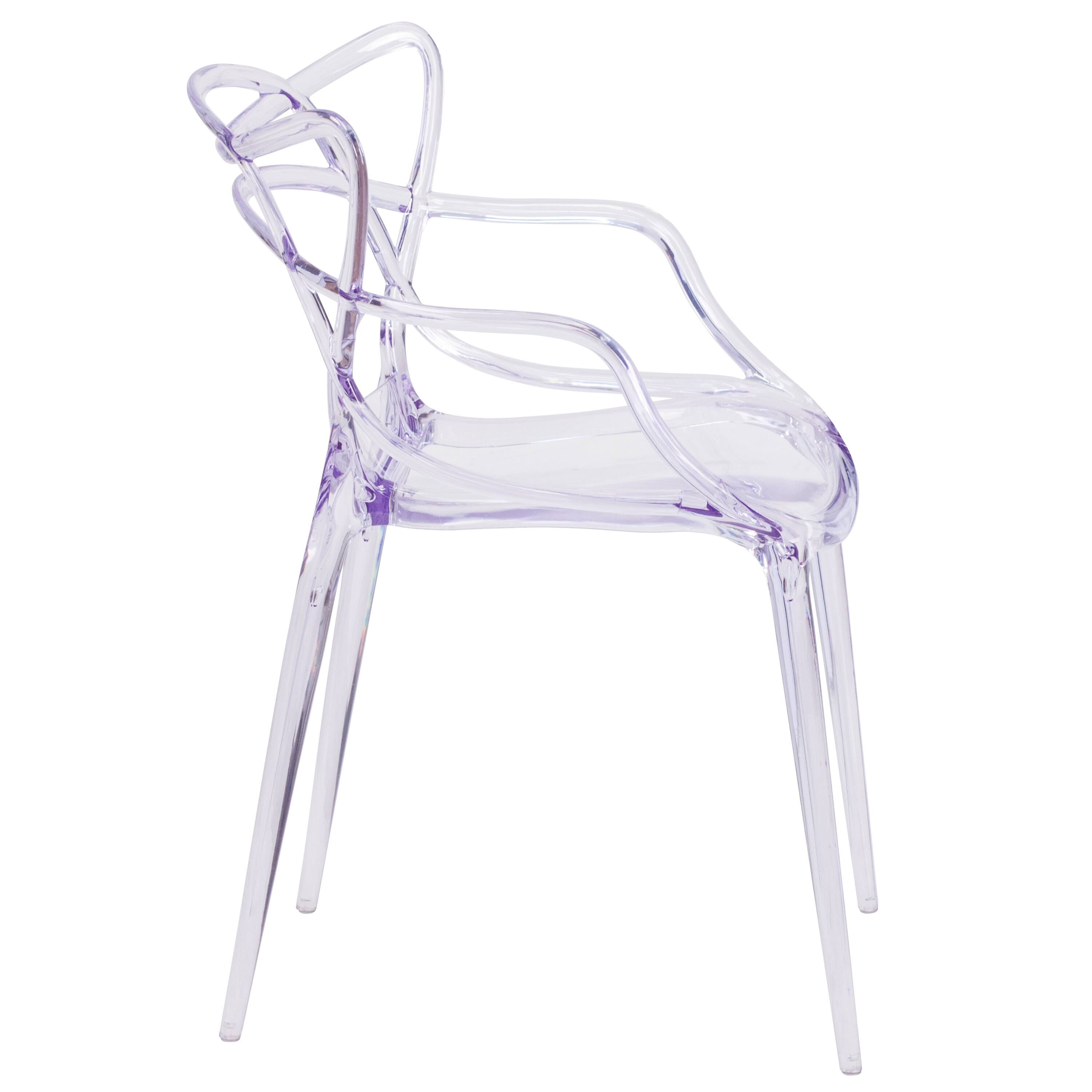Alt View 6. Emma + Oliver - Transparent Fluid Style Stacking Side Chair - Clear.