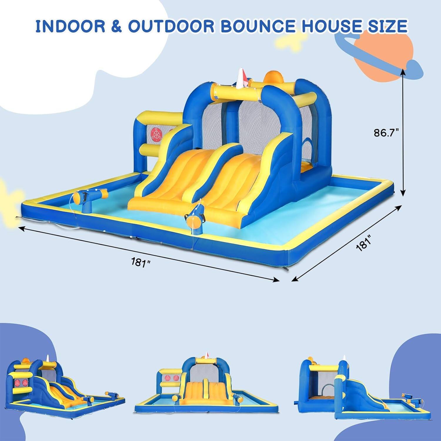 INDOOR & OUTDOOR BOUNCE HOUSE SIZE

86.7" 181" 181"