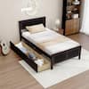 Front. Gymax - Gymax Twin Size Wooden Bed Frame with 2 Storage Drawers & Under-bed Storage Espresso - Espresso.