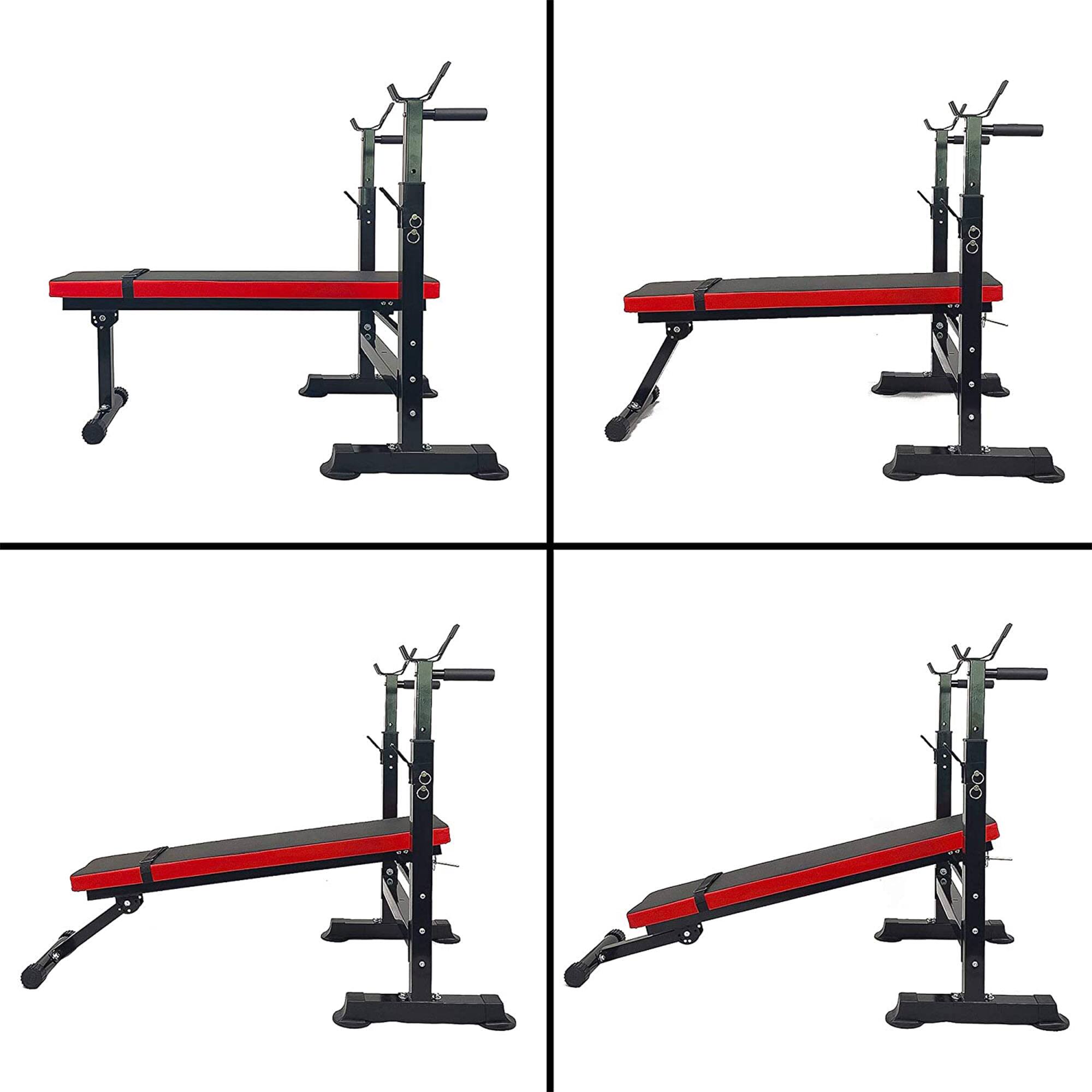 Alt View 8. BalanceFrom Fitness - BalanceFrom Fitness Multifunctional Adjustable Workout Station with Squat Rack - Black, Red.