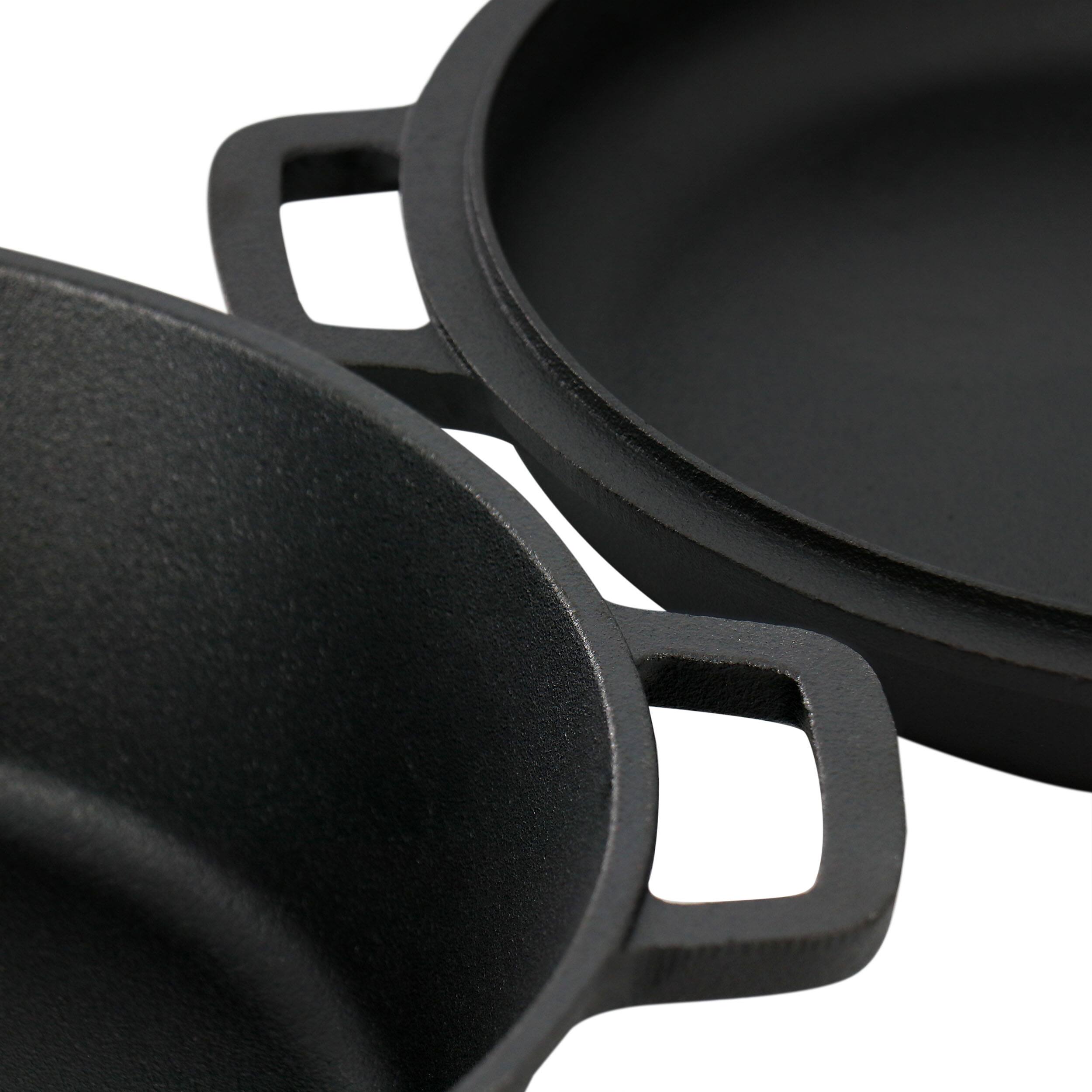 Alt View 5. MegaChef - MegaChef 5 Quart Pre-Seasoned 2-in-1 Cast Iron Dutch Oven and Skillet - Black.