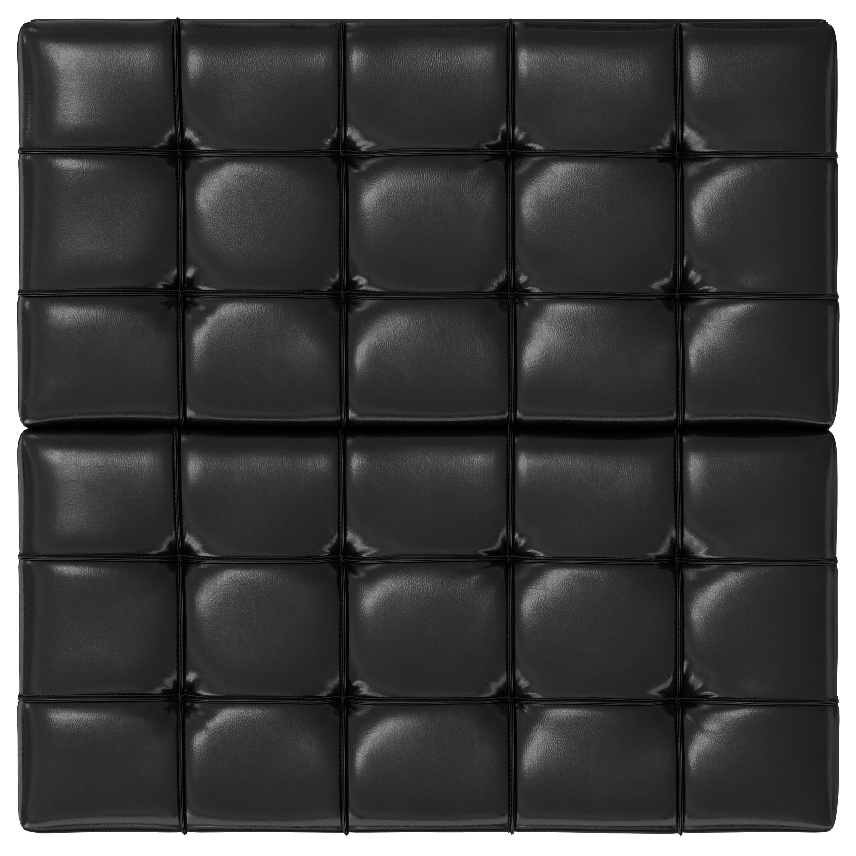 Alt View 1. Simpli Home - Harrison 30 inch Wide Small Square Coffee Table Storage Ottoman in Midnight Black Vegan Leather - Midnight Black.