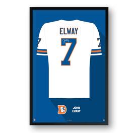 Sporticulture - John Elway Framed 27" x 39" Retired Jersey Art Print - Multicolor
