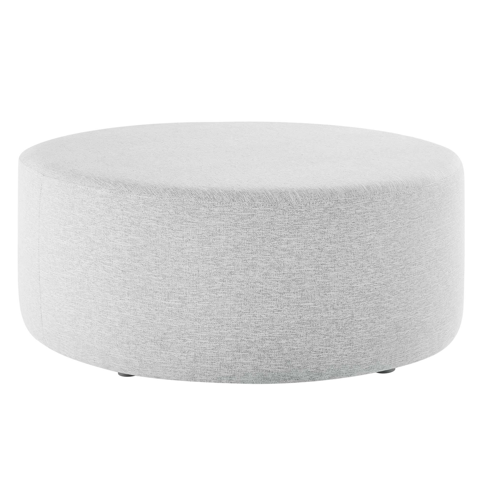 Angle. Modway - Callum Large 38" Round Woven Heathered Fabric Upholstered Ottoman by Modway - Heathered Weave Light Gray.