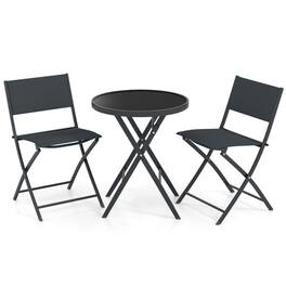 Boyel Living - 3 Piece Outdoor Folding Patio Bistro Set 200-in W x 310-in D x 180-in H - Black