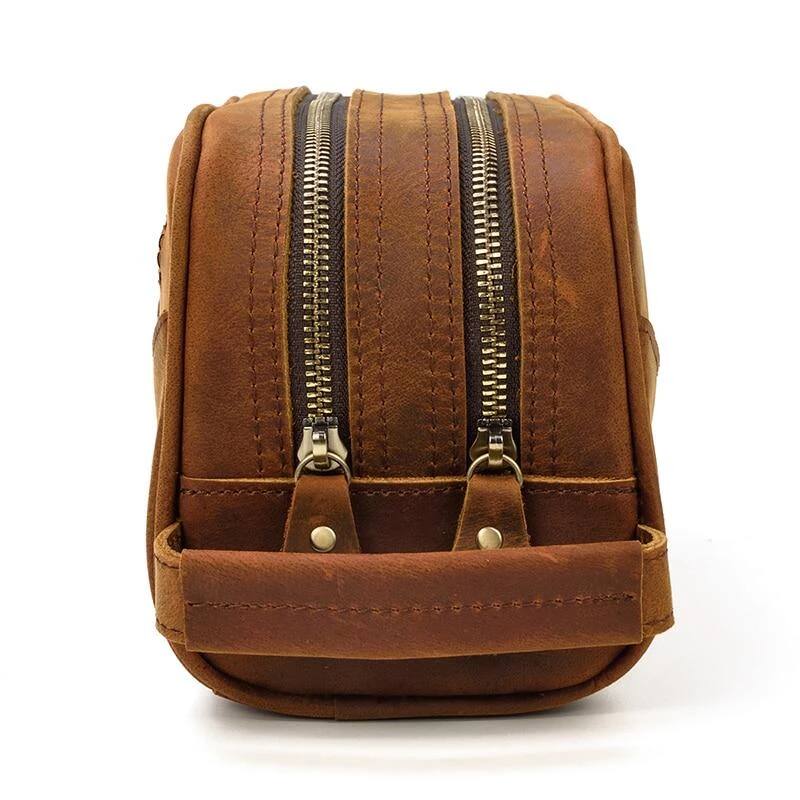 Alt View 4. Steel Horse Leather - The Nomad Toiletry Bag | Genuine Leather Travel Toiletry Bag - Brown.