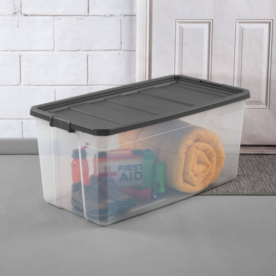 Sterilite 200 Quart Clear Stackable Latching Storage Box Container ...