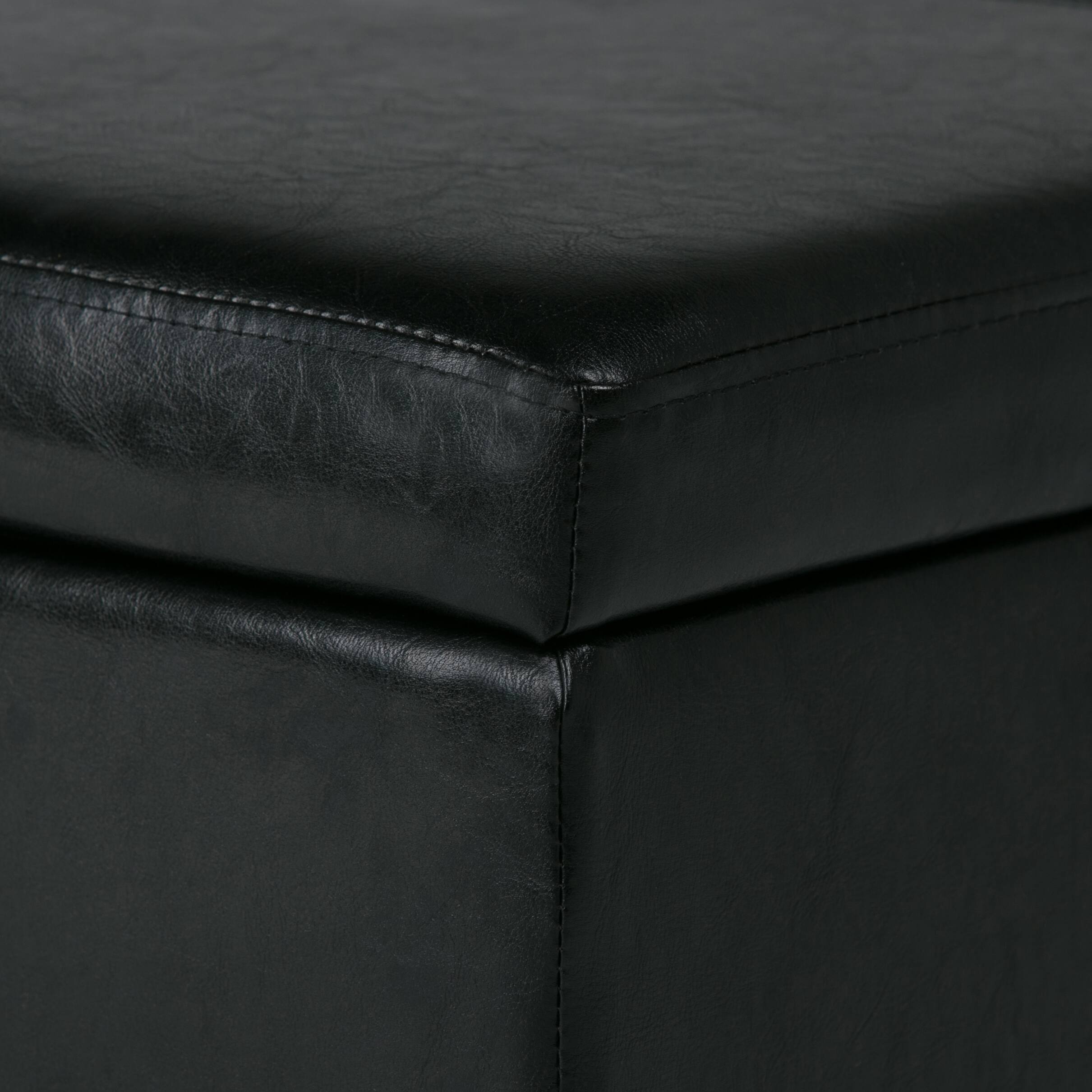 Alt View 2. Simpli Home - Avalon 48 inch Wide Solid Wood Rectangular Upholstered Storage Ottoman Bench, Carbon Black - Carbon Black.