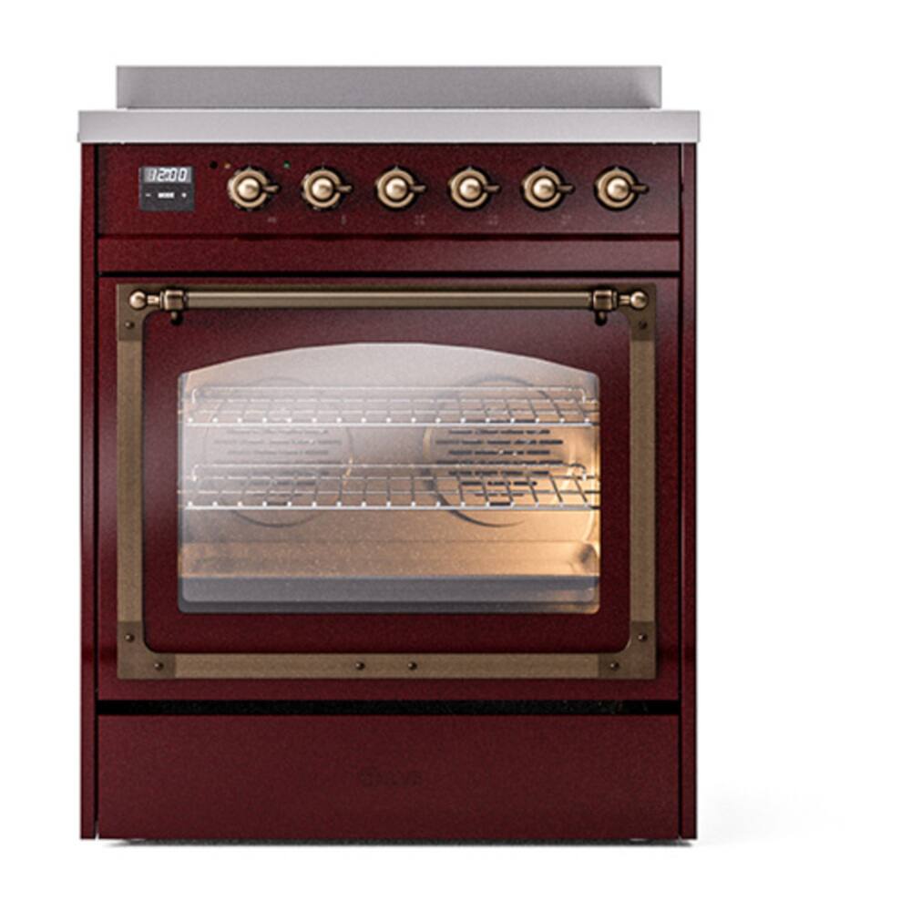 Alt View 1. ILVE - ILVE Nostalgie II 30 inch Induction Range with 4 Induction Elements (Burgundy) - Burgundy.