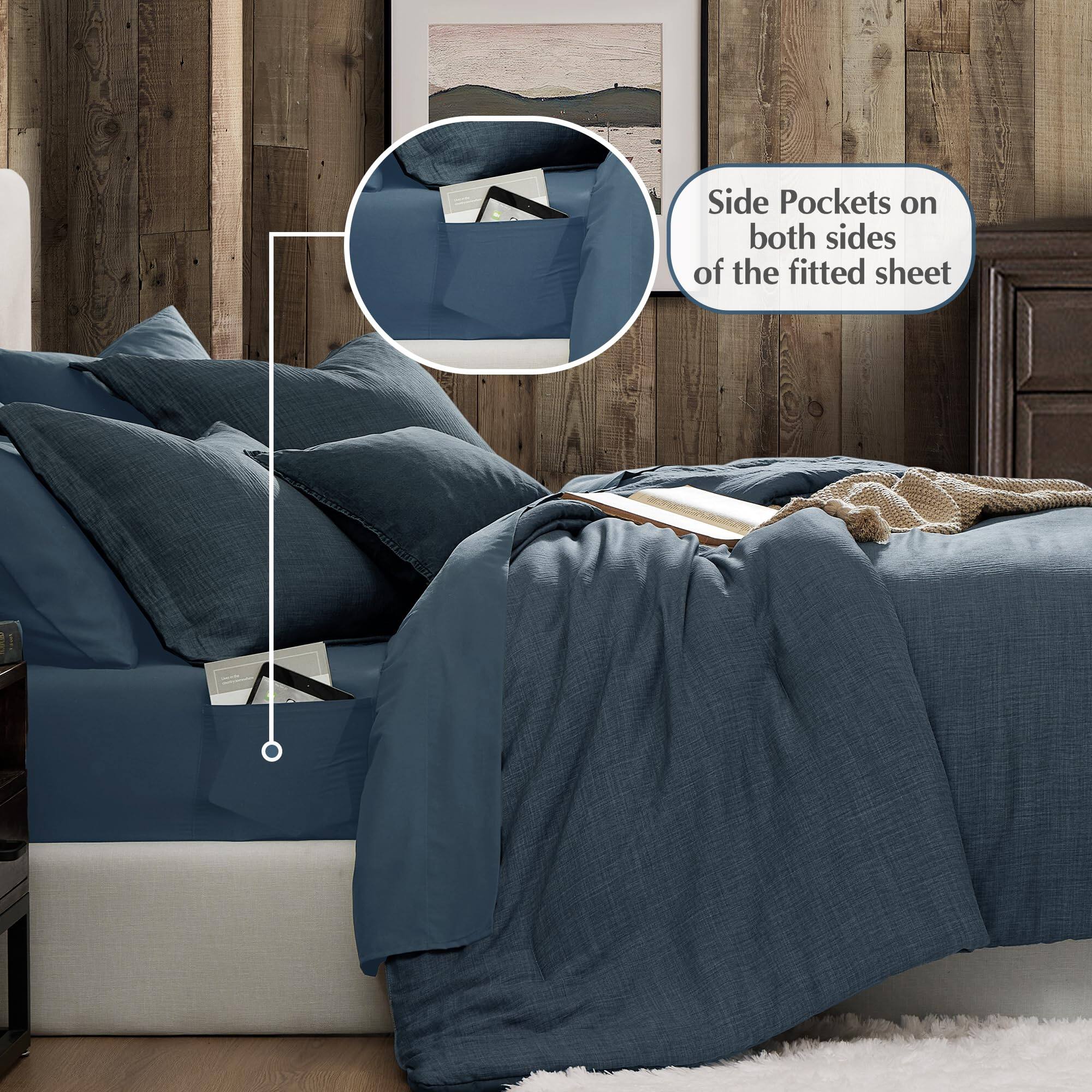 Side Pockets on both sides of the fitted sheet