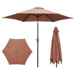 Ainfox - 9ft Patio Umbrella Outdoor Market Umbrella UV Protection Sturdy Frame W/Easy Crank - Coffee
