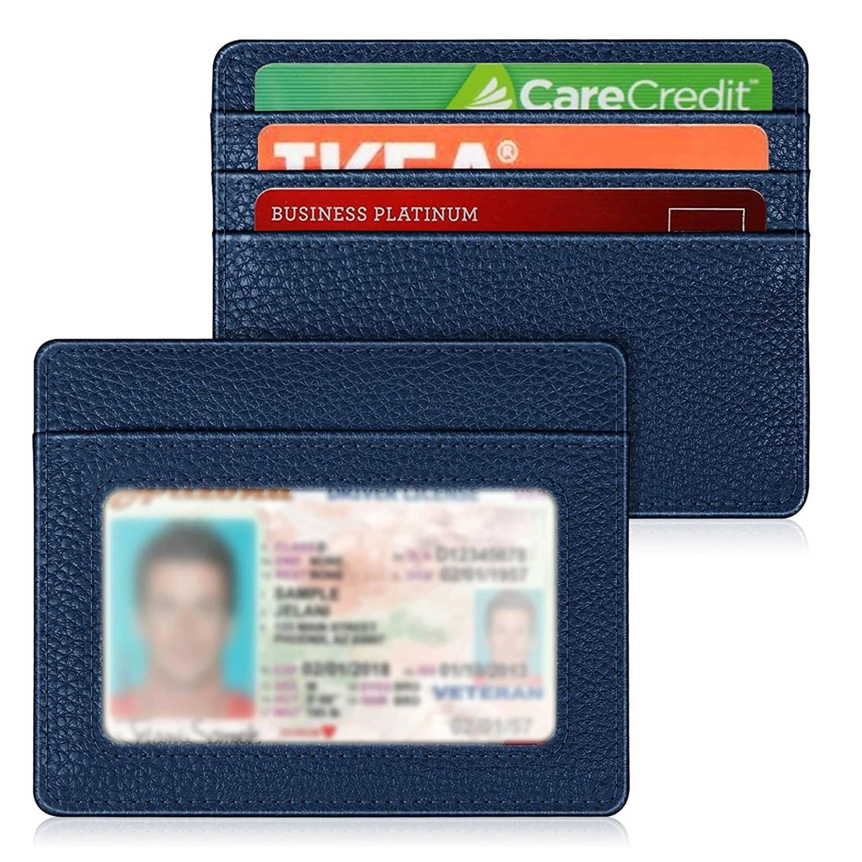Kitcheniva - Slim Minimalist Credit Card Holder & Wallet With ID Window - Navy