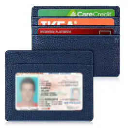 Kitcheniva - Slim Minimalist Credit Card Holder & Wallet With ID Window - Navy
