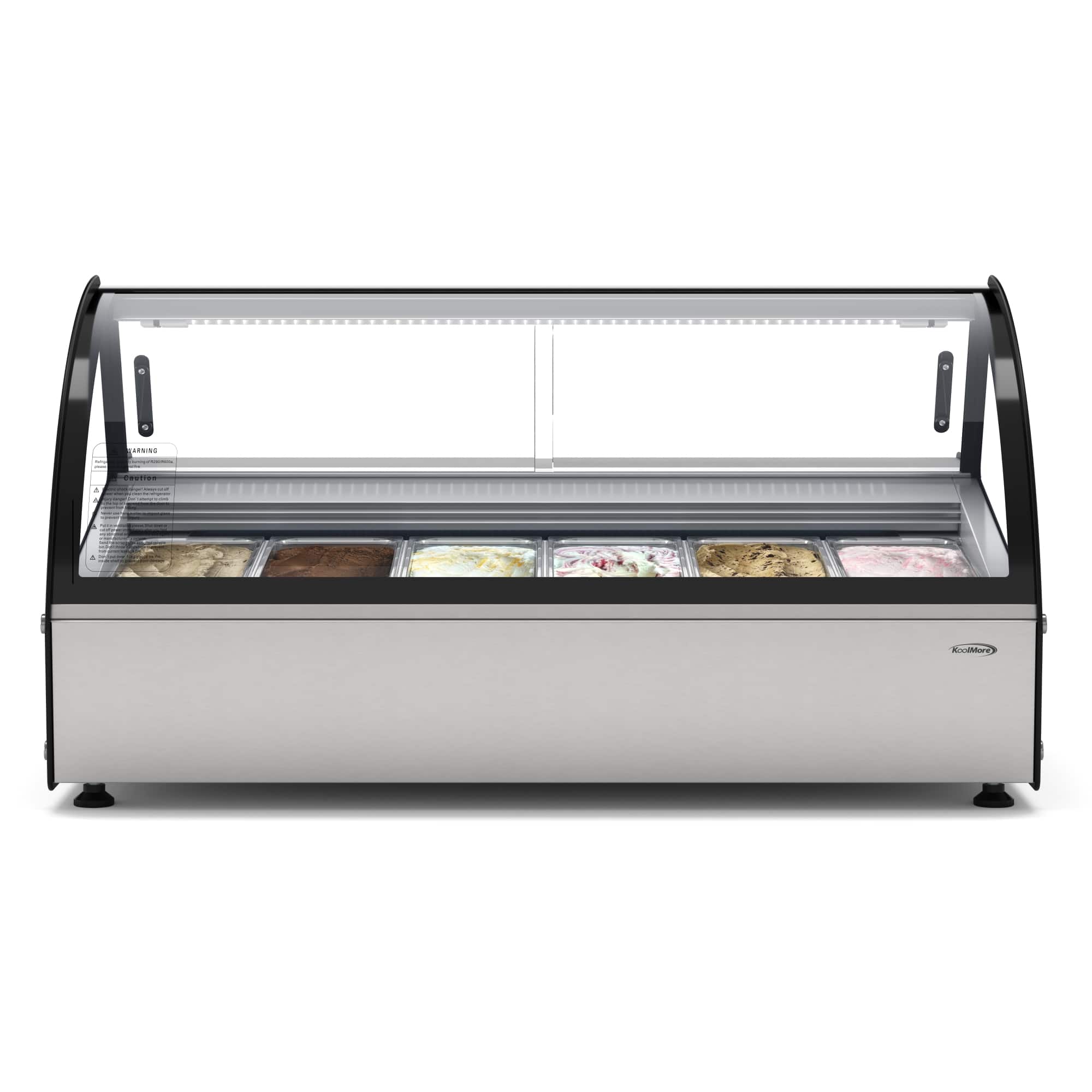 Koolmore - 46 in. Countertop Gelato Display Case with 6 Pans and Built-in Glass Sneeze Guard (KM-CGD6P) - Stainless-Steel