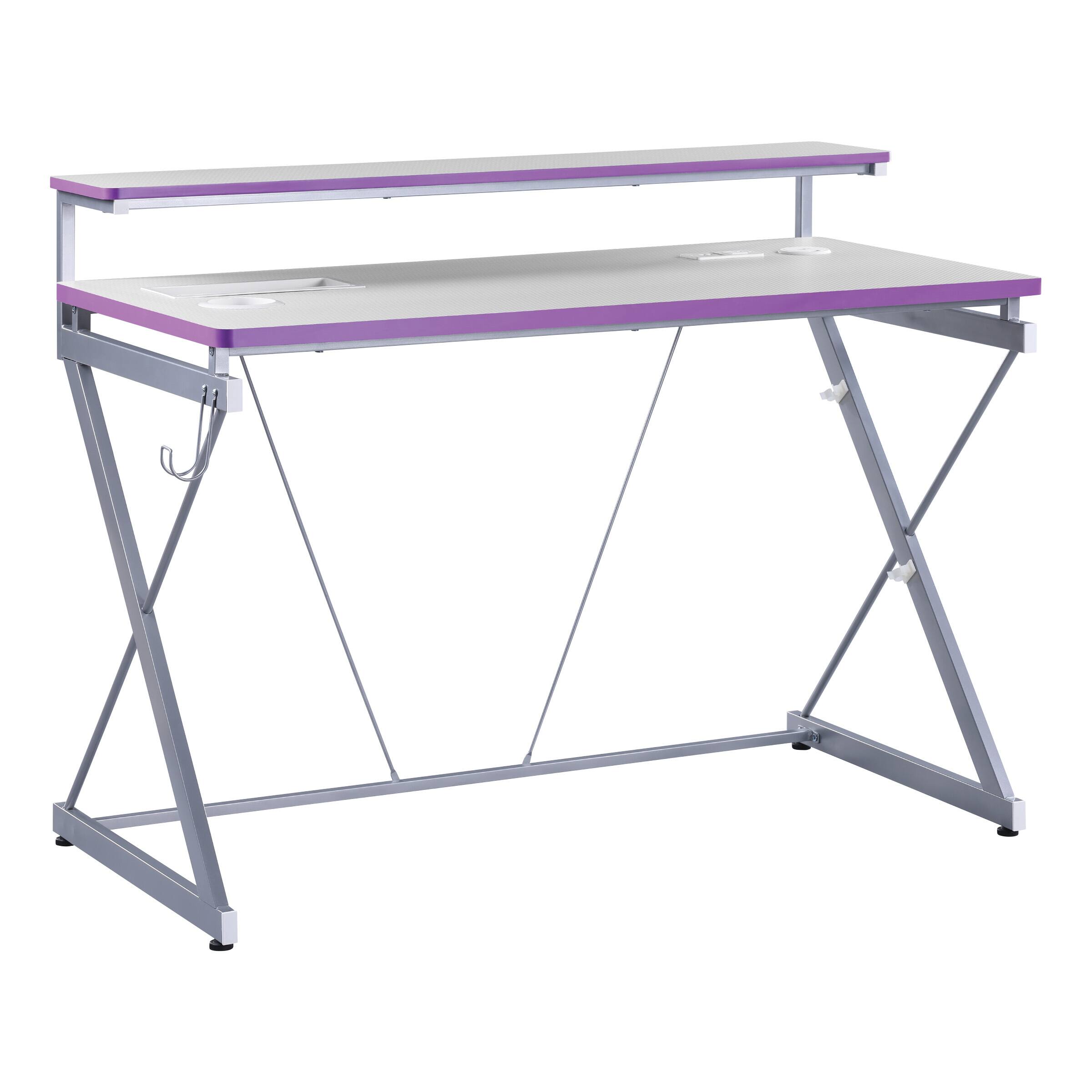 Angle Zoom. OSP Home Furnishings - Emulator Gaming Desk - Purple / Carbon.