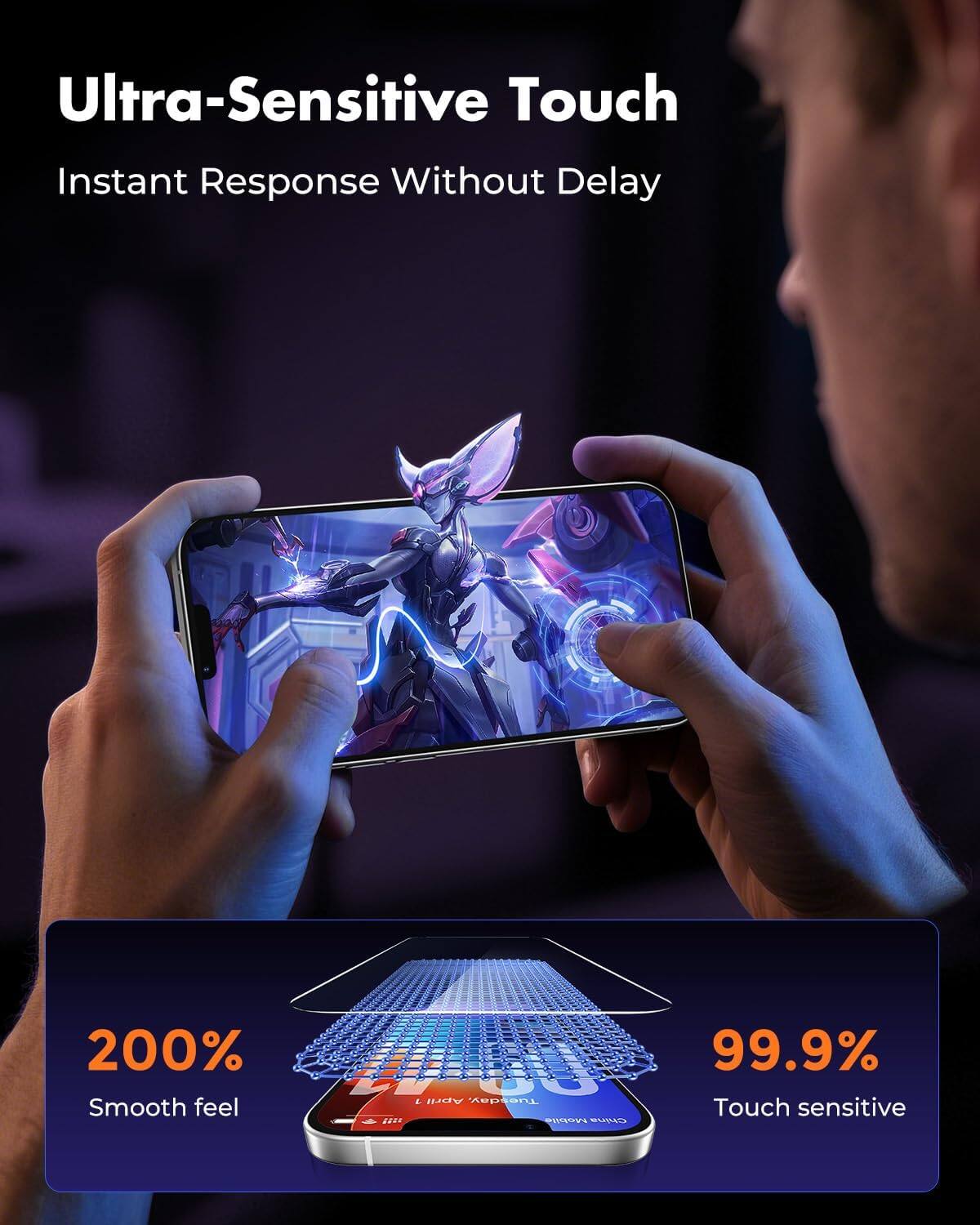 Ultra-Sensitive Touch  
Instant Response Without Delay  

200% Smooth feel  

99.9% Touch sensitive
