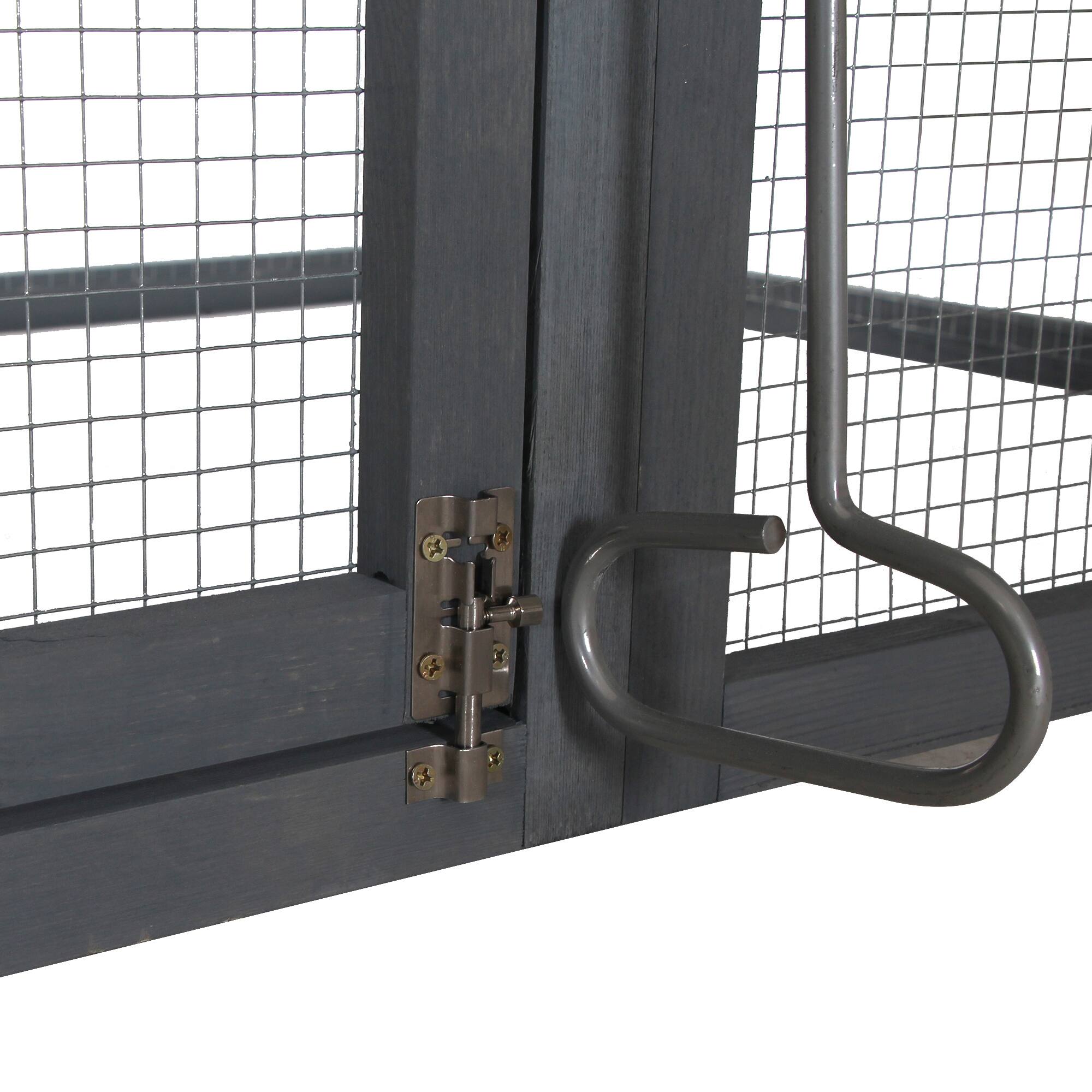 Alt View 5. Pawhut - 84" Wooden Chicken Coop, Hen House Outdoor with Run Nesting Box, Asphalt Roof, Removable Tray, Ramp, Poultry Cage.