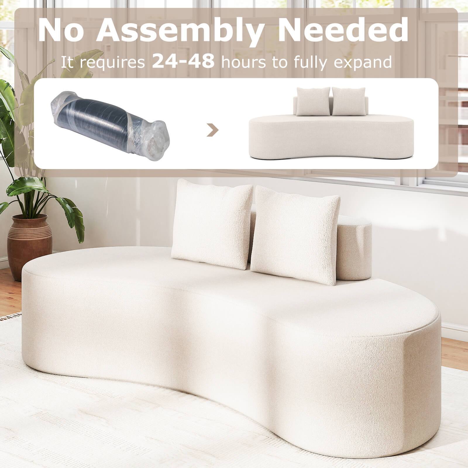 No Assembly Needed  
It requires 24-48 hours to fully expand