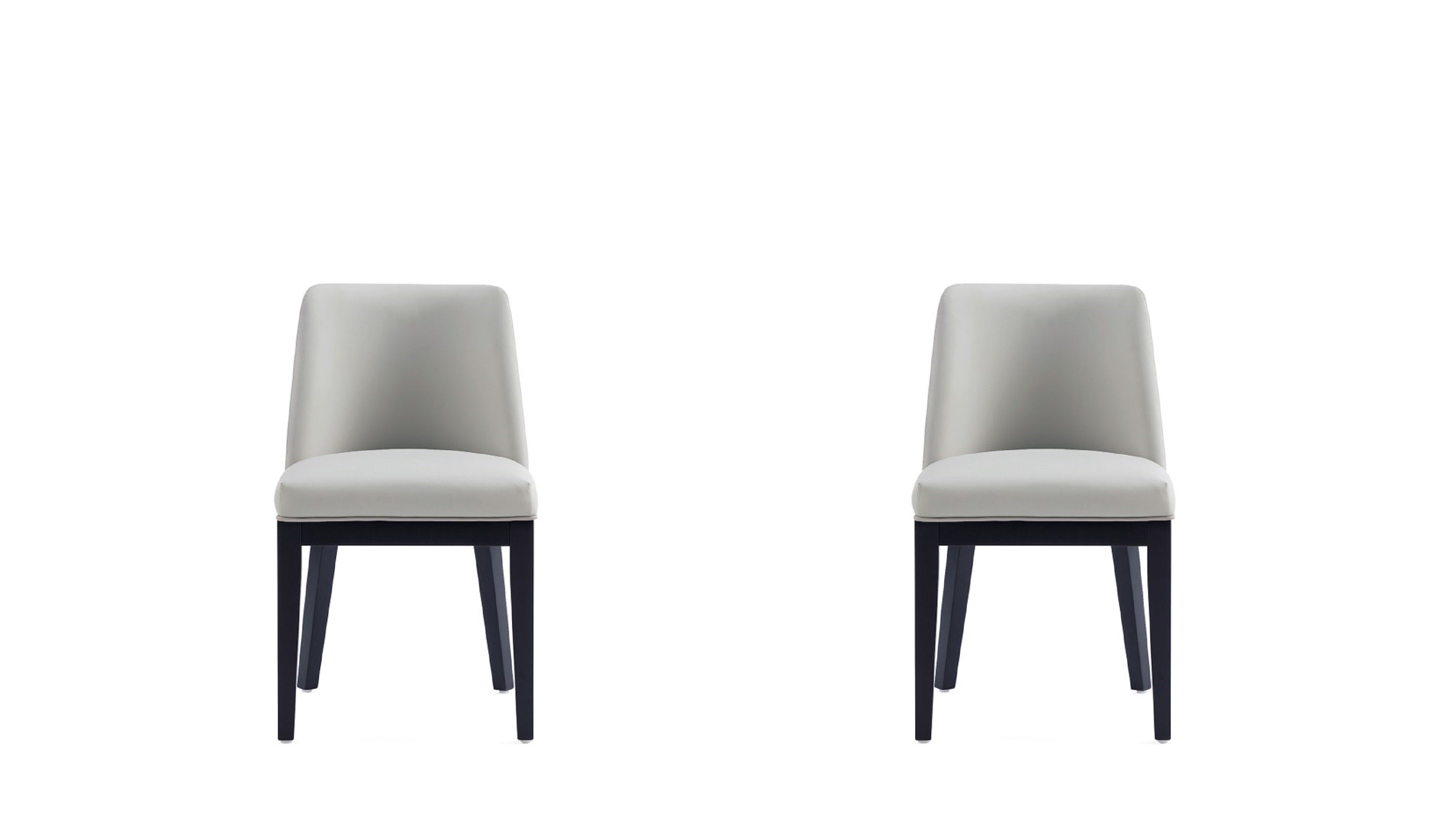 Manhattan Comfort - Gansevoort Modern Wood Vegan Leather Dining Chair - Set of 2 - Stone Gray