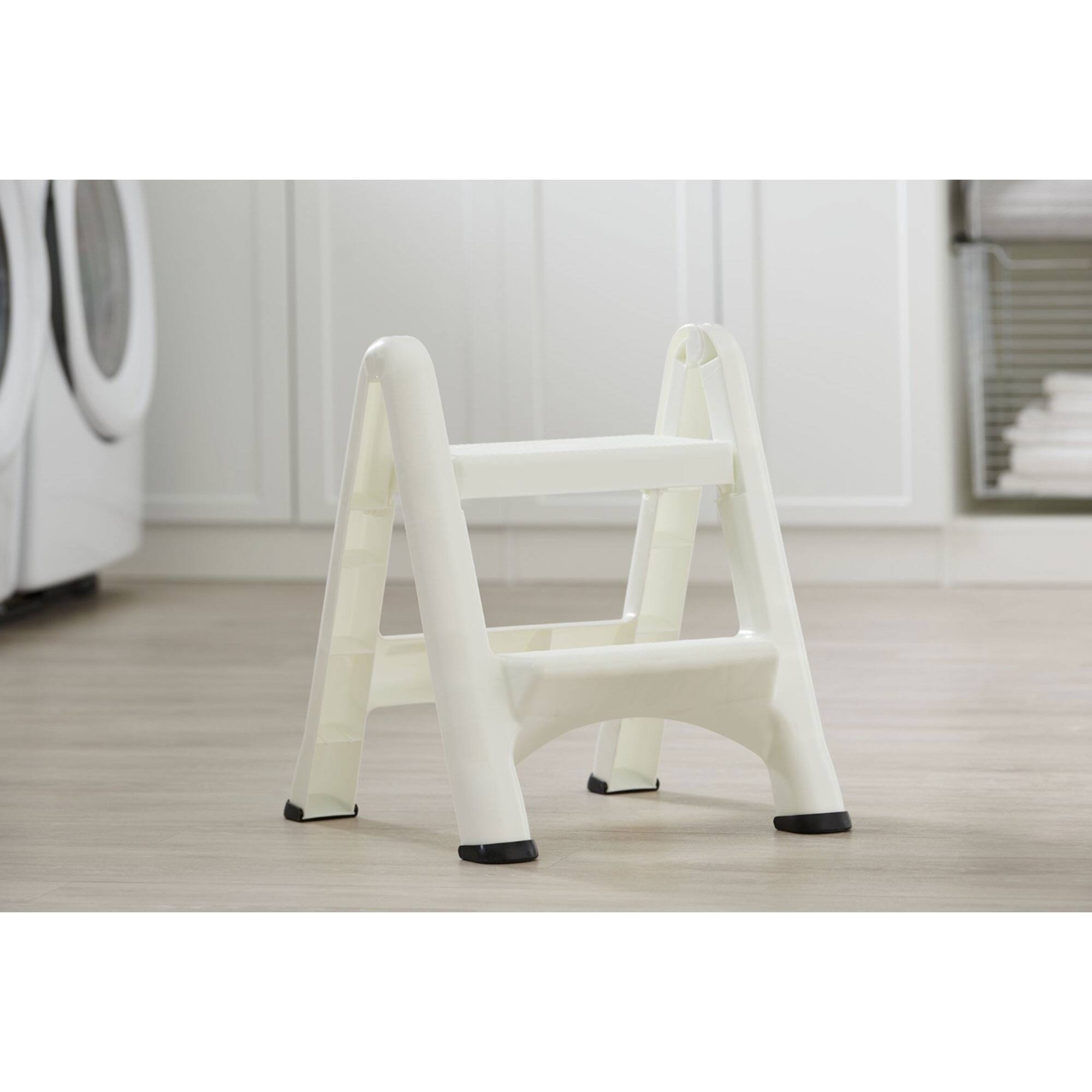 Alt View 3. RubberMaid - Rubbermaid EZ Two Step Durable Folding Plastic Ladder Step Stool, White - white.
