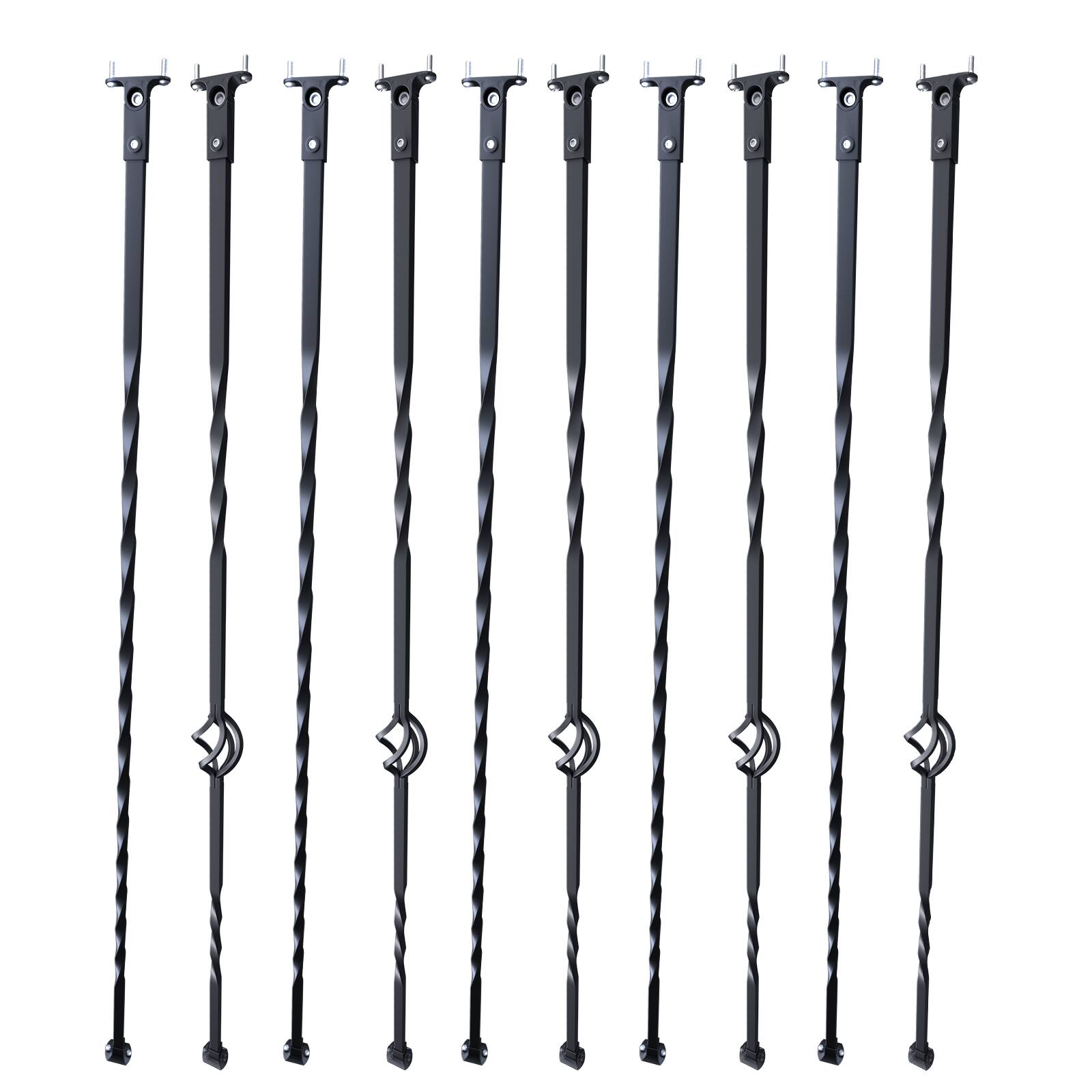 Alt View 5. VEVOR - Staircase Metal Balusters, 44'' x 1/2" Galvanized Steel Decorative Banister Spindles, 10 Pack Deck Baluster - Matte Black.