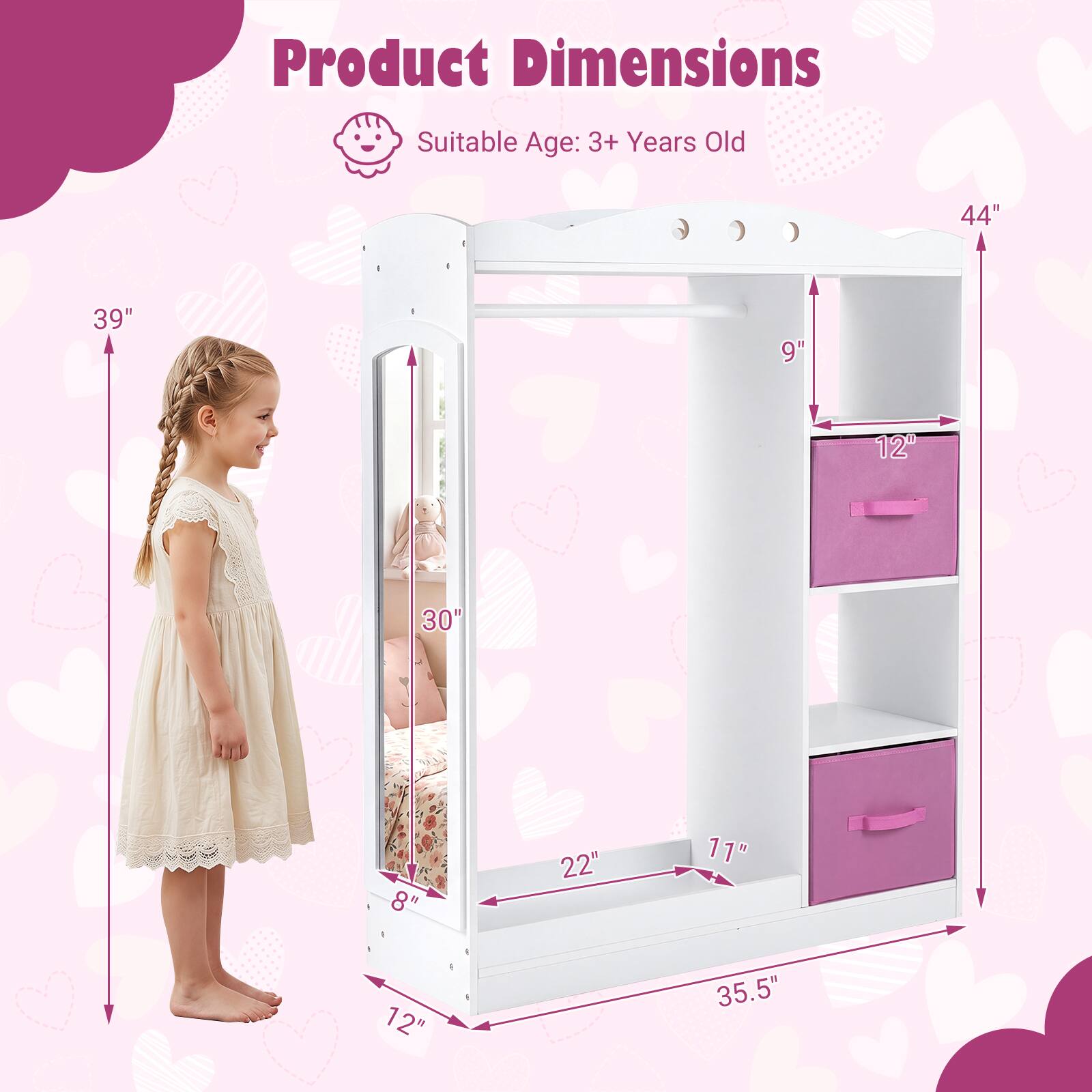 Product Dimensions  
Suitable Age: 3+ Years Old  
44" x 39" x 9" x 12" x 30" x 8" x 22" x 11" x 12" x 35.5"