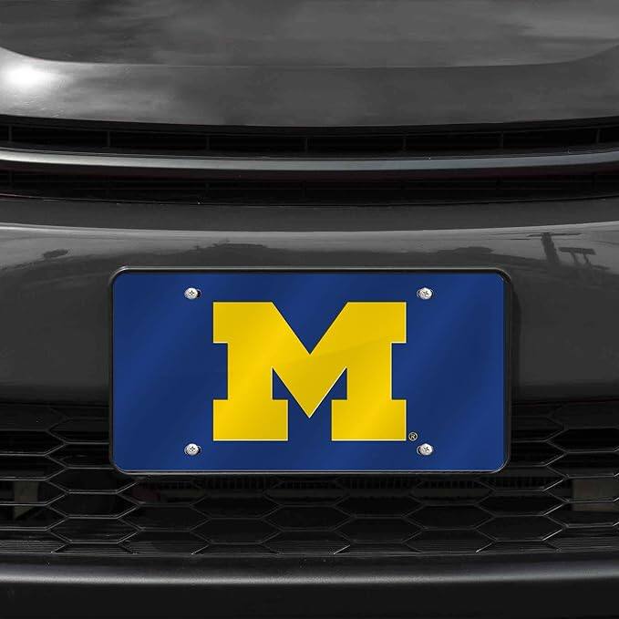 Alt View 2. Rico Industries - Michigan-Wolverine's Logo Mirror Look LASER License Plate Auto Tag - Multi.