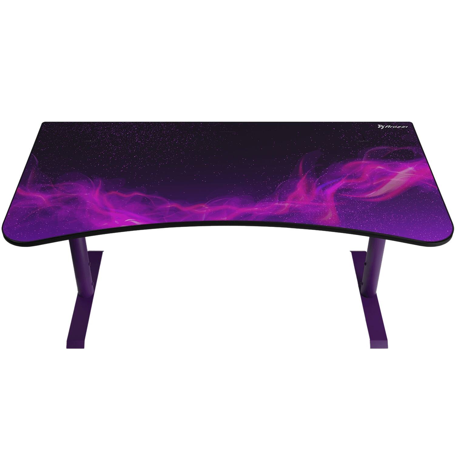 Angle. Arozzi - Arena Ultrawide Curved Gaming Desk - Purple Galaxy.