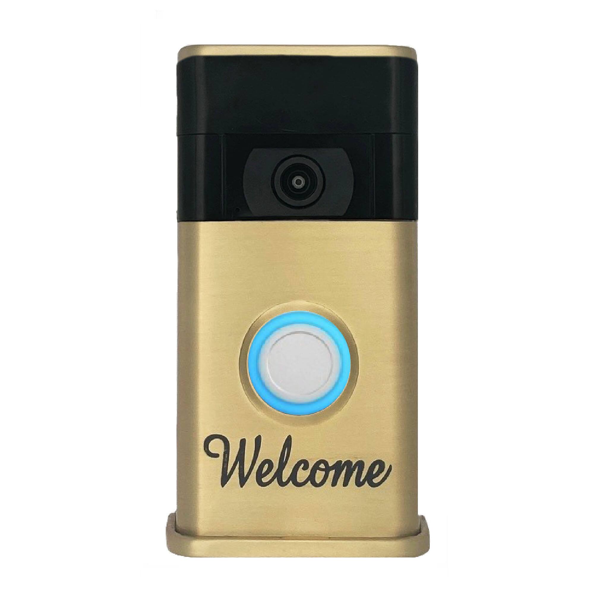 Front. Michael Healy - Welcome Video Doorbell Cover (Ring 2nd Gen) - Satin Brass.