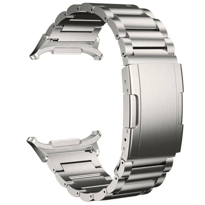 Angle. StrapsCo - Titanium Metal Bracelet For Samsung Galaxy Watch Ultra - Titanium.