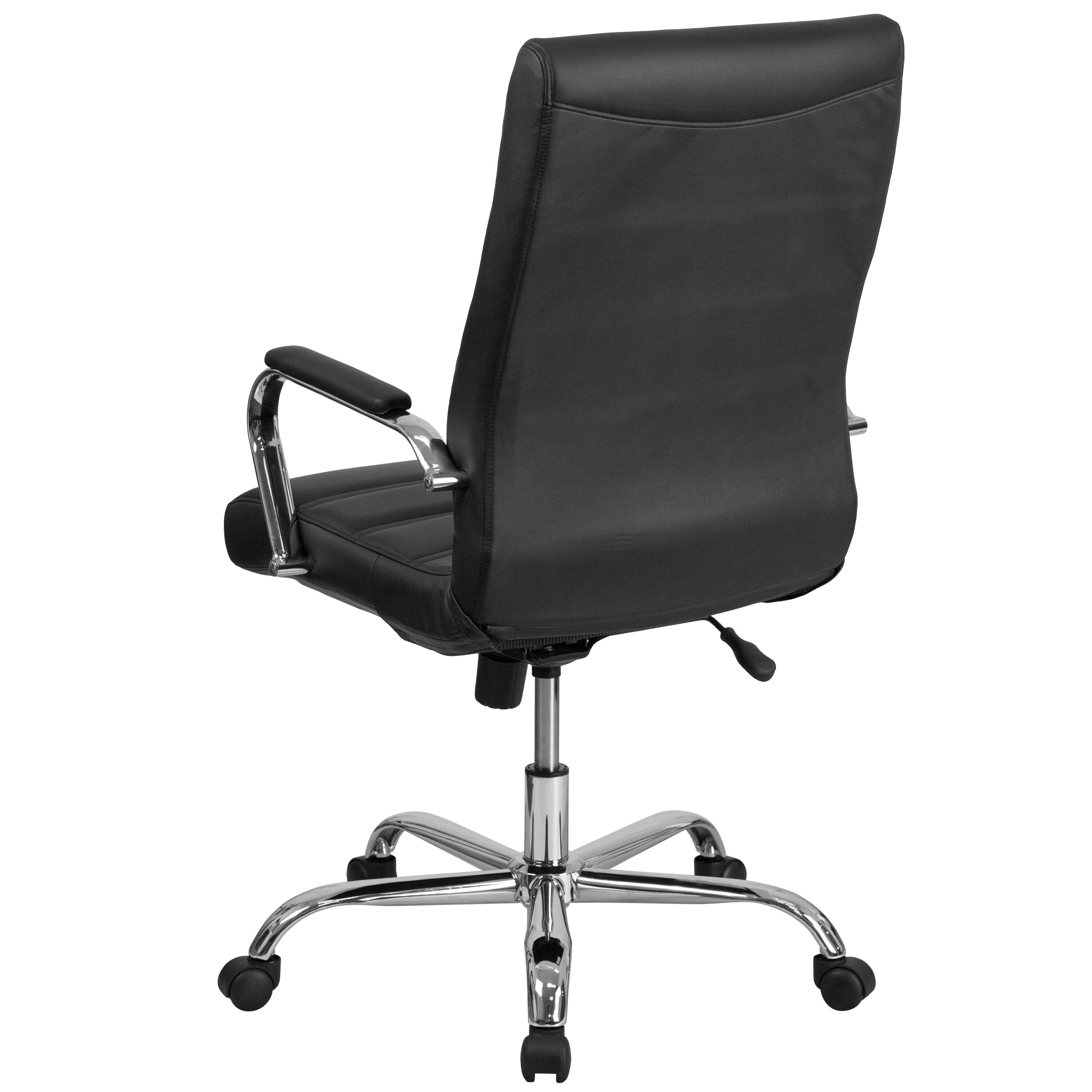 Alt View 5. Emma + Oliver - High Back Executive Swivel Office Chair with Metal Frame and Arms - Black LeatherSoft/Chrome Frame.