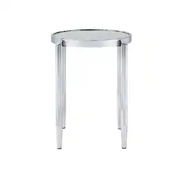Manhattan Lane - End Table with Tubular Rounded Legs and Frosted Glass Top - Silver