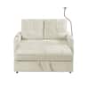 Front. Boyel Living - Multi-Functional 54 Inch Loveseat Sofa Bed with Adjustable Backrest, Charging Ports, and Cup Holders in Beige - Beige.