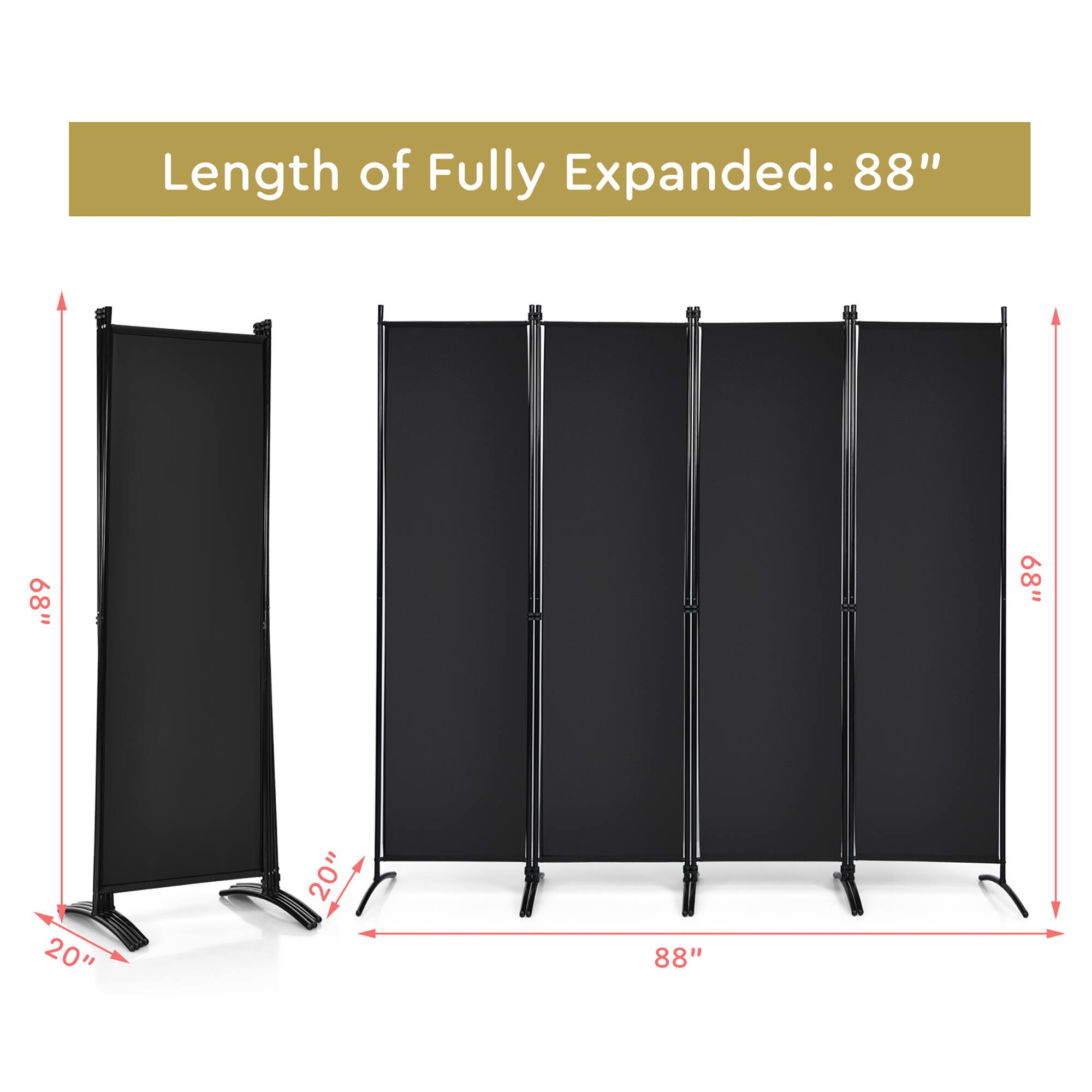 Length of Fully Expanded: 88"  
68"  
68"  
20"  
20"  
88"
