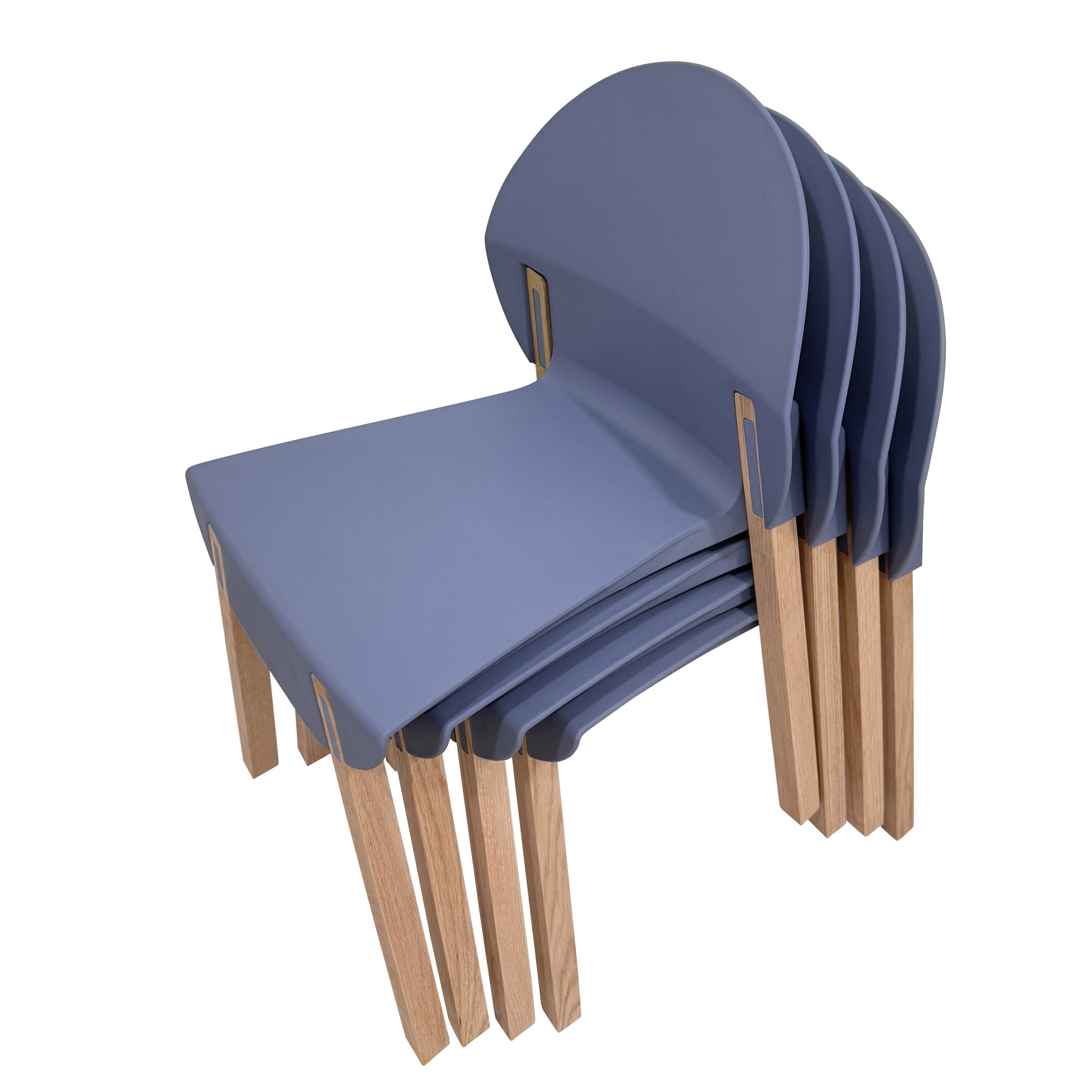 Alt View 6. Mondawe - 4-Pack Crimson Chairs – Red Oak Wood Legs & PP Seat - Blue.