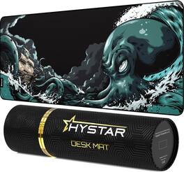 Hystar - Extended Gaming Mouse Pad | XXL 36" x 16" | Waterproof Surface, Smooth Polyester, and Rubber Base | Mythic Kraken - Blue