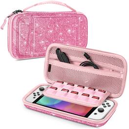 Fintie - Carrying Case for Nintendo Switch (2017) / Nintendo Switch OLED Model (2021) Shockproof Portable Travel Storage Bag - Glittering Pink