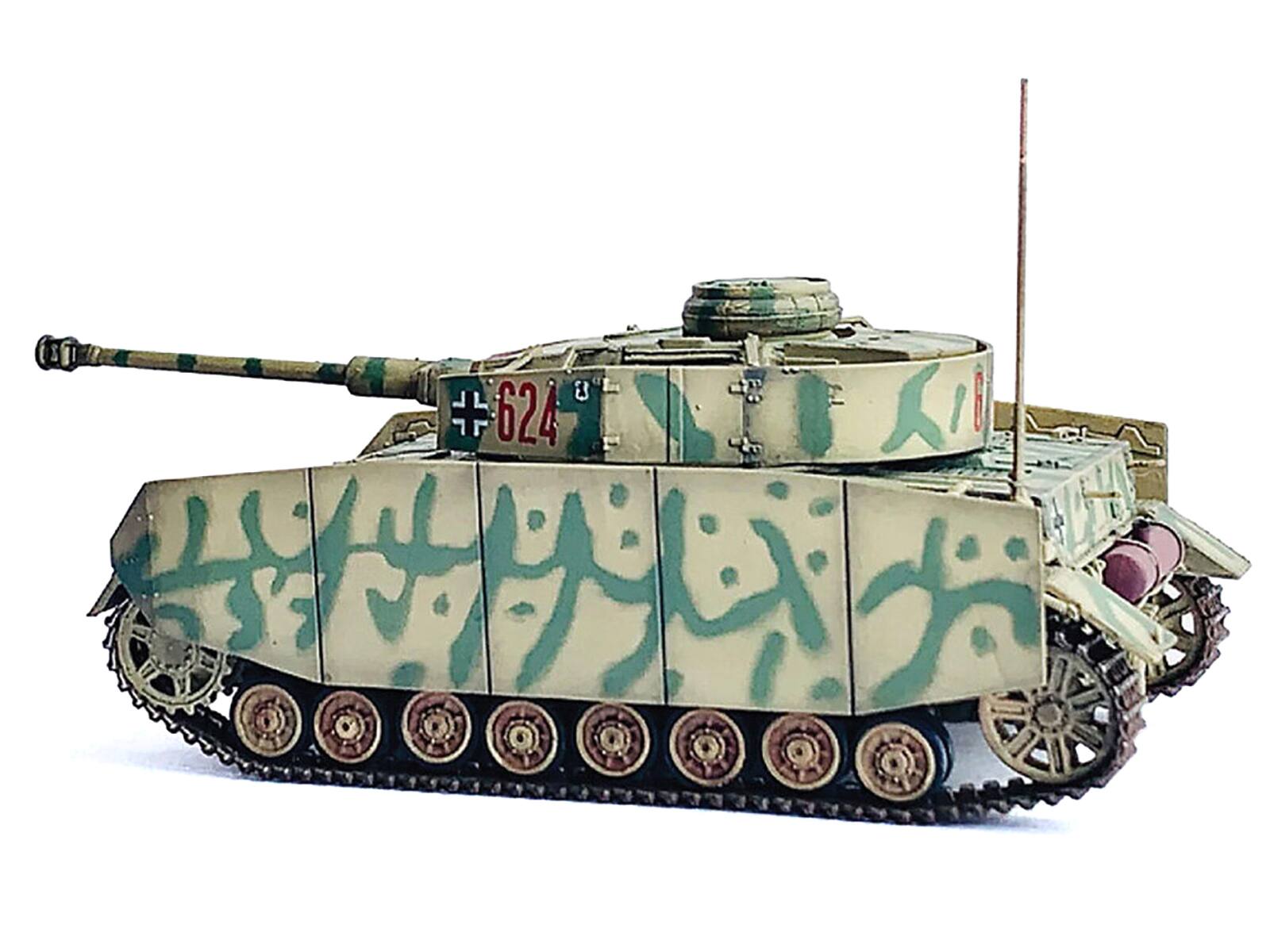 Angle. Dragon Models - Germany Pz.Kpfw.IV Ausf.H with Schurzen Tank #624 3.Pz.Div. Ukraine (1943) NEO Dragon Armor Series 1/72 Plastic Model - Multi.