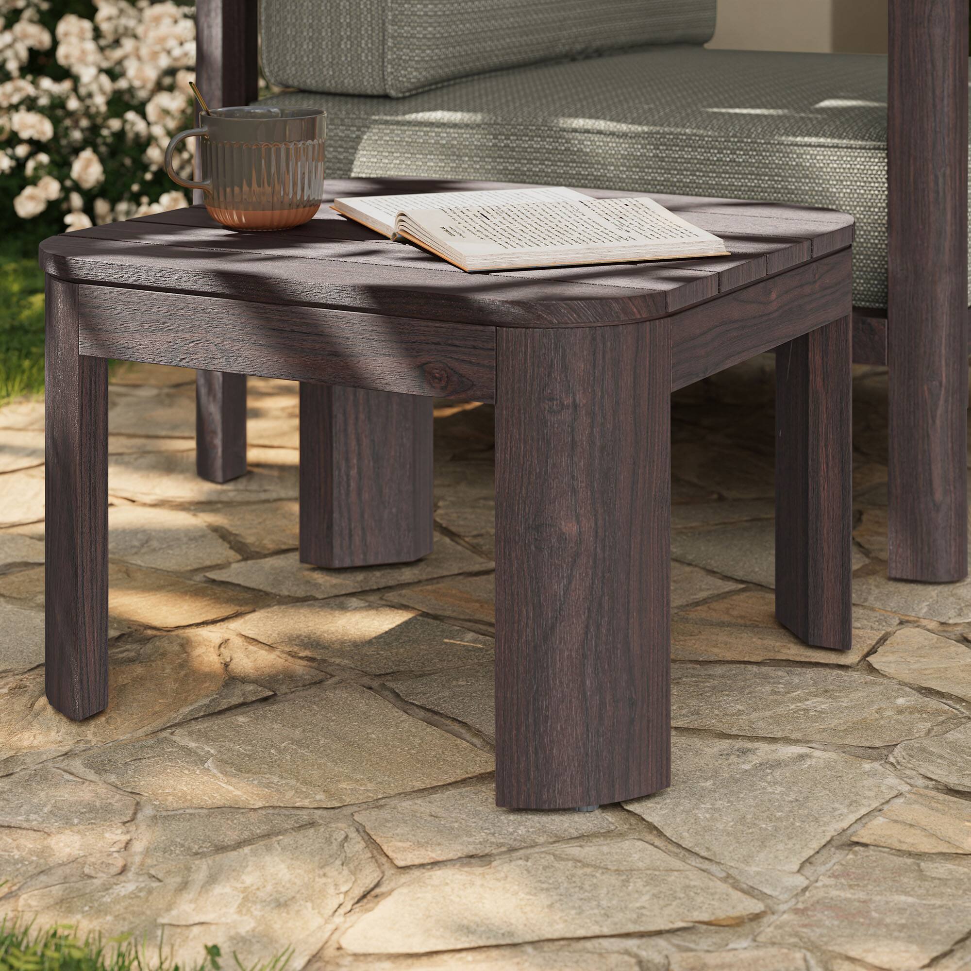 Front. Modway - Kona Outdoor Teak Wood Side Table by Modway - Dark Brown.