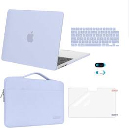 mosiso - 5in1 Kit for MacBook Air 13-Inch M5 M4 M3 M2 2022-2026, Hard Shell&Sleeve Bag&Keyboard Skin&Webcam Cover&Screen Film - Pastel Blue