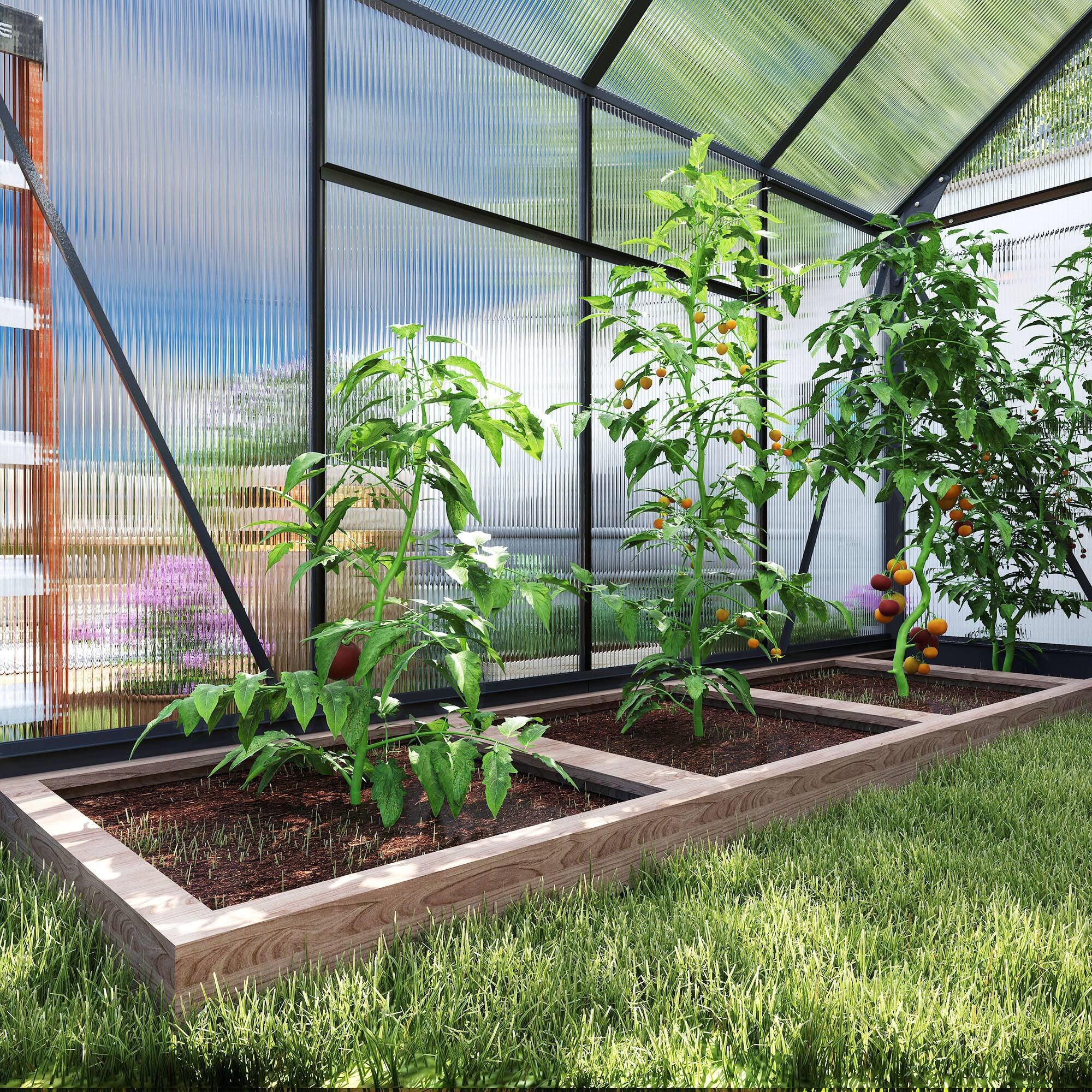 Alt View 8. Outsunny - Polycarbonate Greenhouse, Heavy Duty Outdoor Aluminum Walk-in Green House Kit Vent Door.