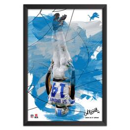 Sporticulture - Amon-Ra St. Brown Detroit Lions 14" x 20" Brush Stroke Player Framed Art Print - Multicolor