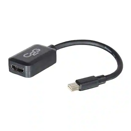 Front. C2G - 54313 Mini DisplayPort to HDMI Adapter - Black - 8 Inches - HDMI / Mini DisplayPort for Audio/Video Device - 1x Mini Dis - Black.