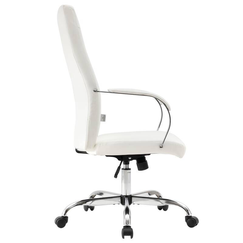 Alt View 4. LeisureMod - Set of 4 Sonora Modern High-Back Leather Computer Office Chair with Adjustable Height and Swivel for Home Office - White.